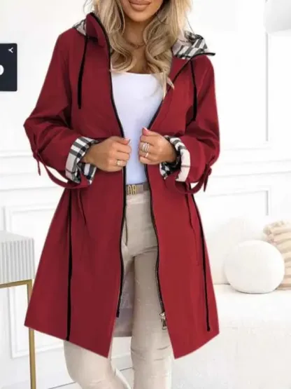 Hooded Print Casual Long windbreaker Jacket   