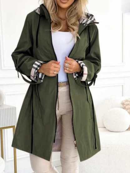 Hooded Print Casual Long windbreaker Jacket   