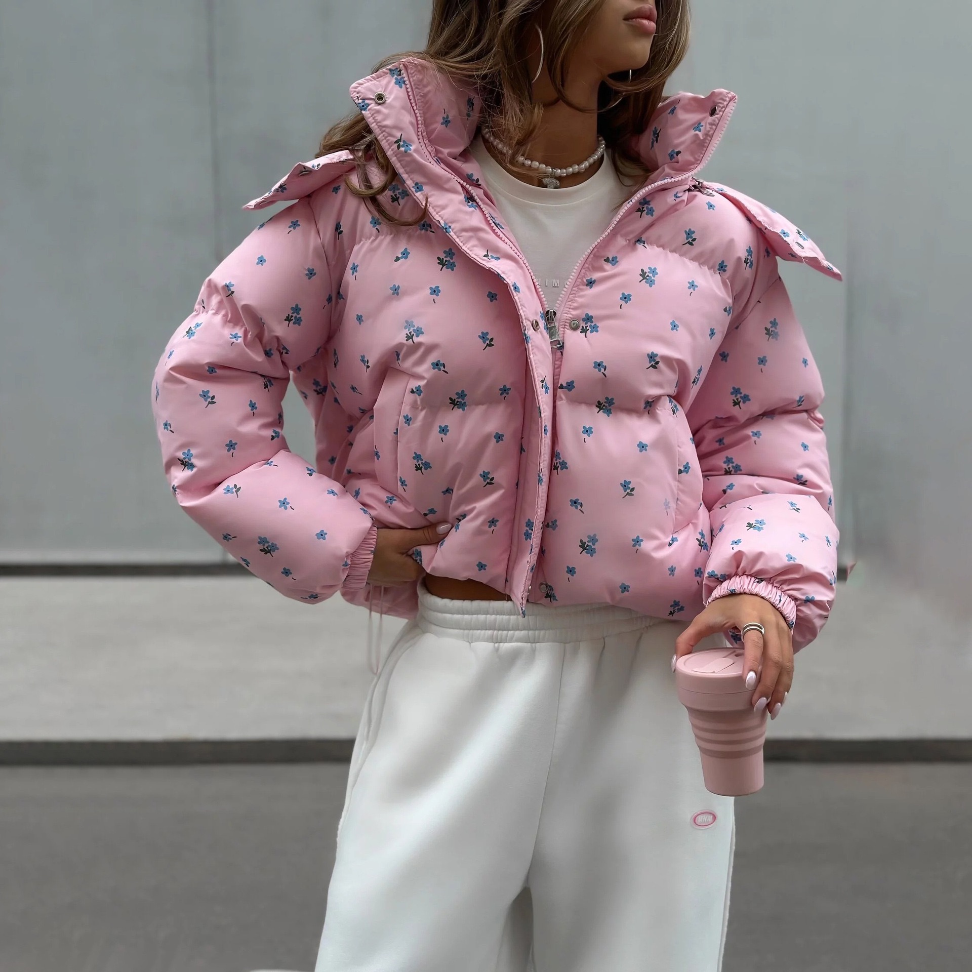 Small floral puffer jacket