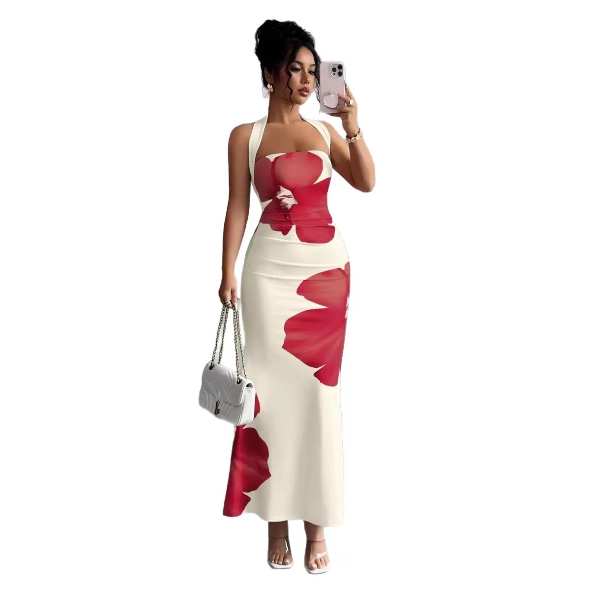 Waisted printed dress