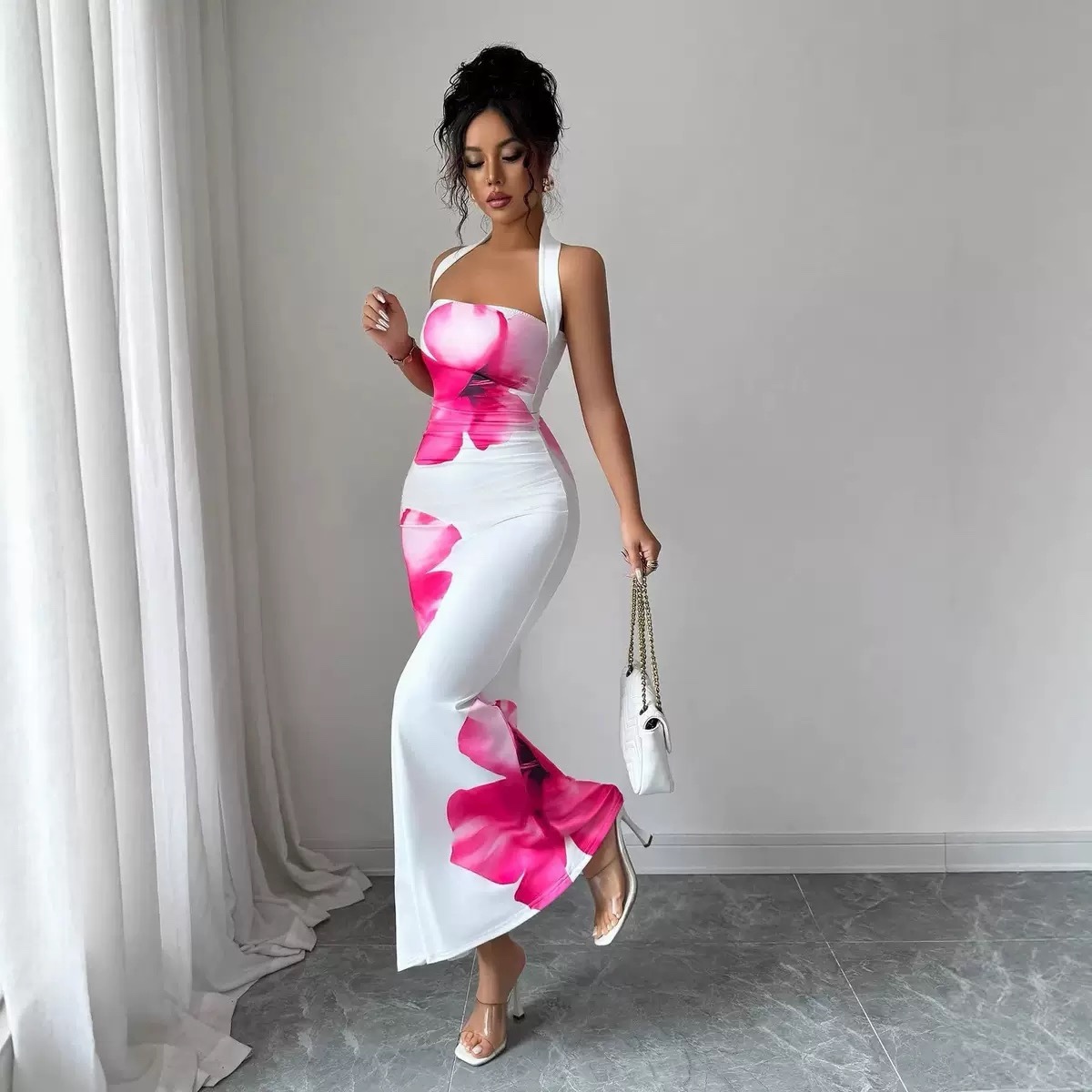 Waisted printed dress