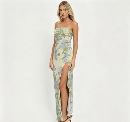Form-fitting plunge-line dress