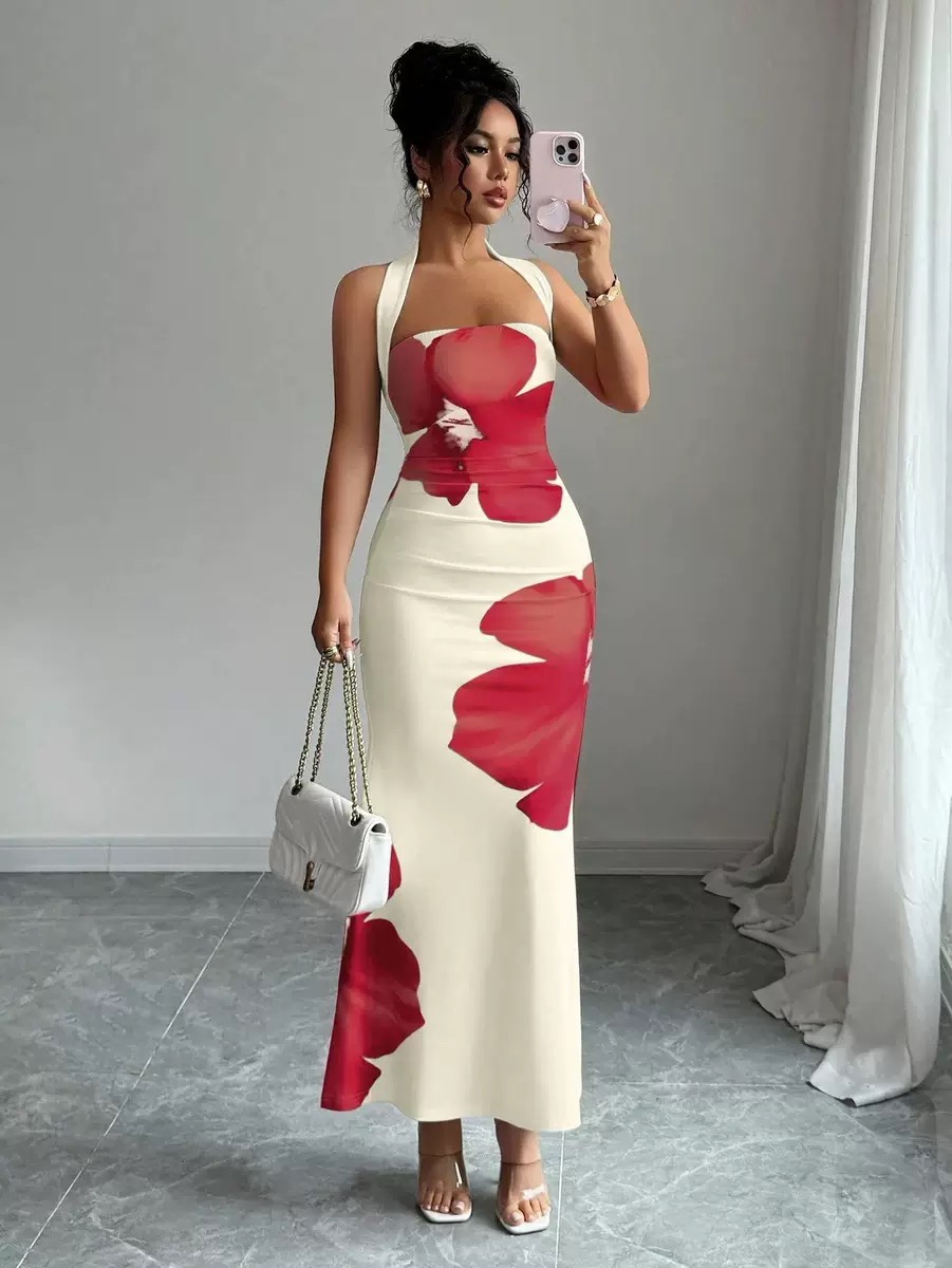 Waisted printed dress