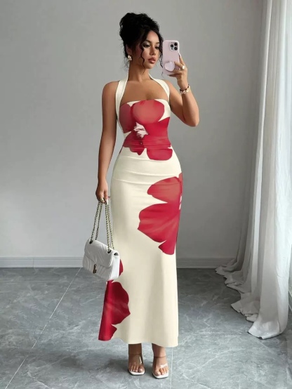Waisted printed dress