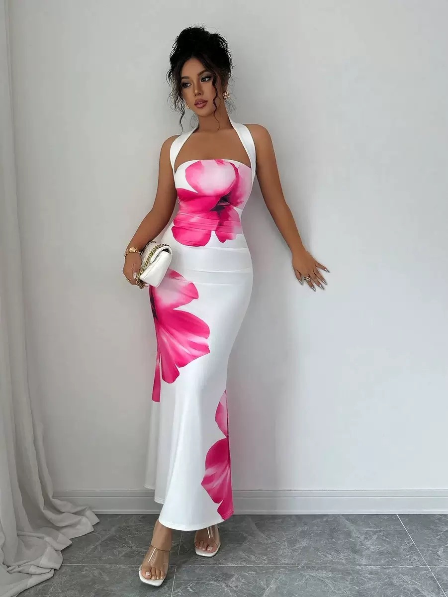 Waisted printed dress