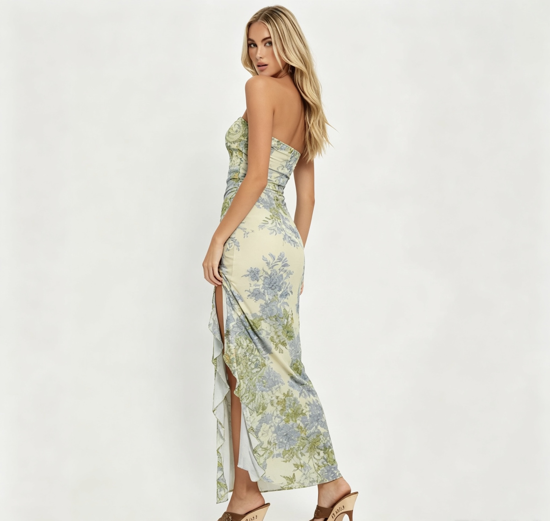 Form-fitting plunge-line dress