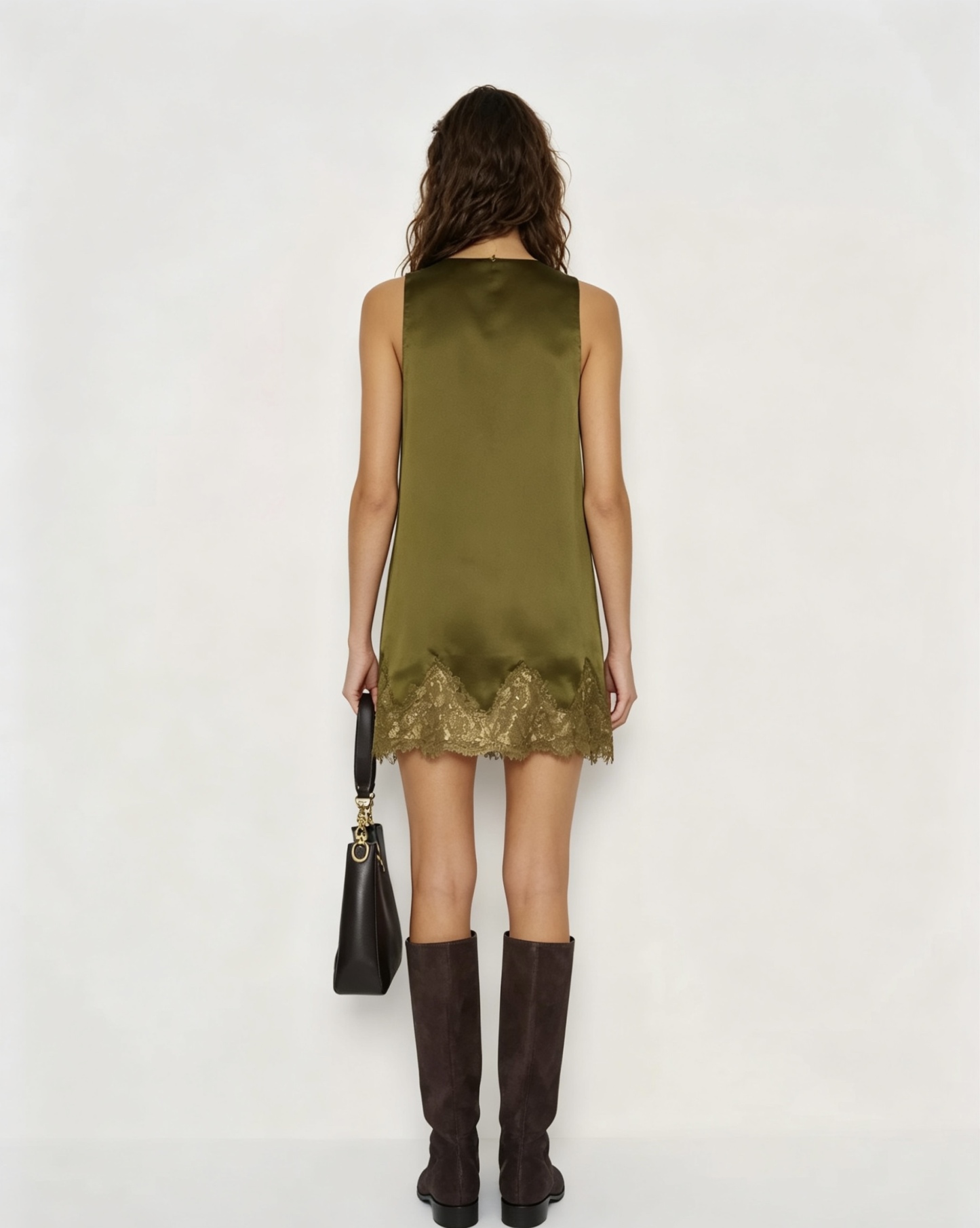 Lace-trimmed skirt dress