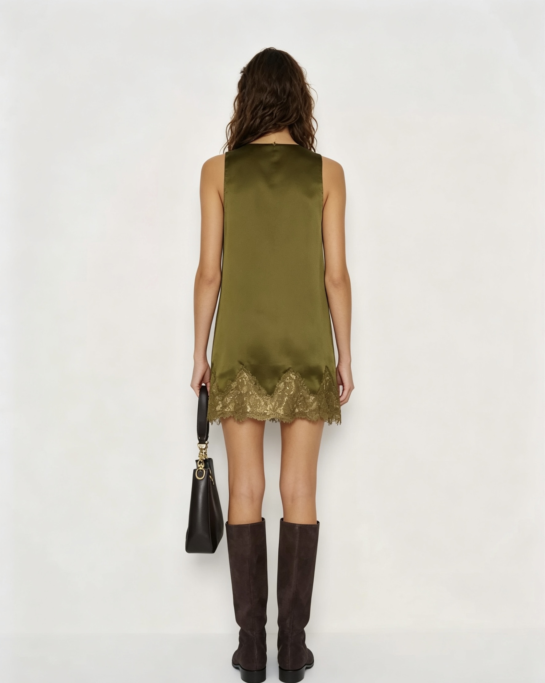 Lace-trimmed skirt dress
