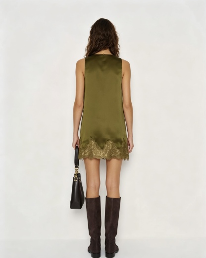 Lace-trimmed skirt dress