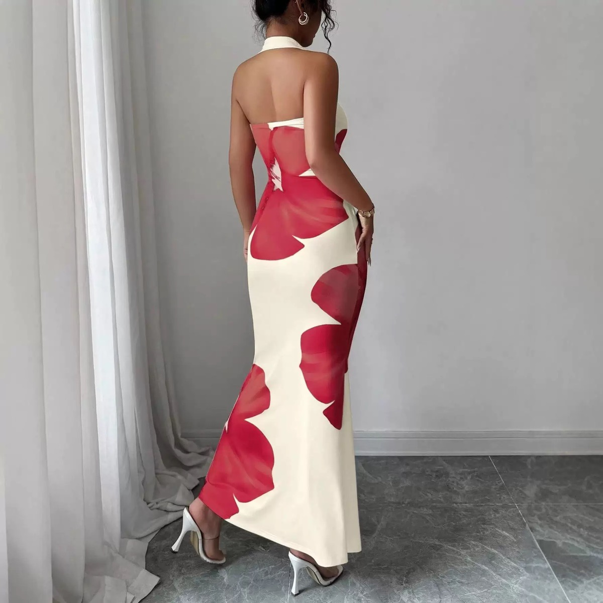 Waisted printed dress