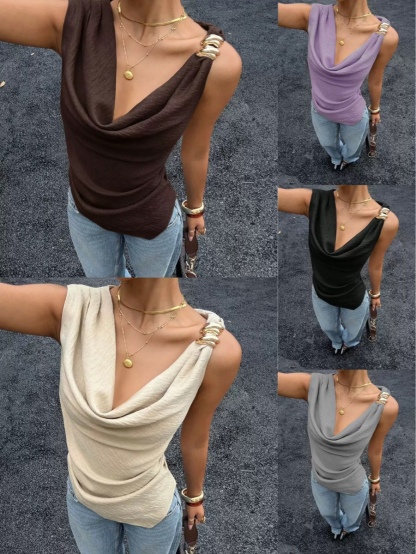 Stacked-necked vests