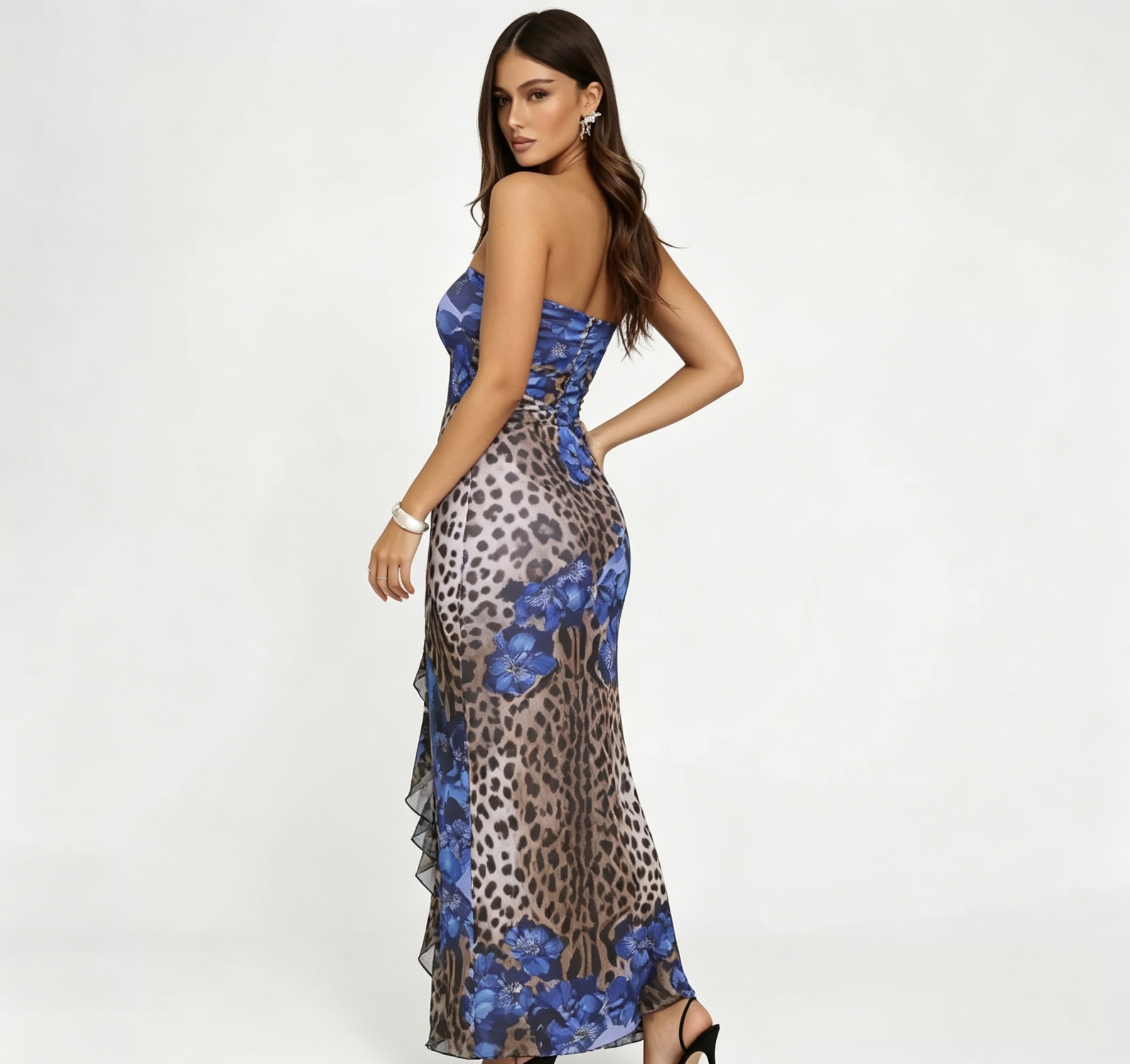 Form-fitting plunge-line dress