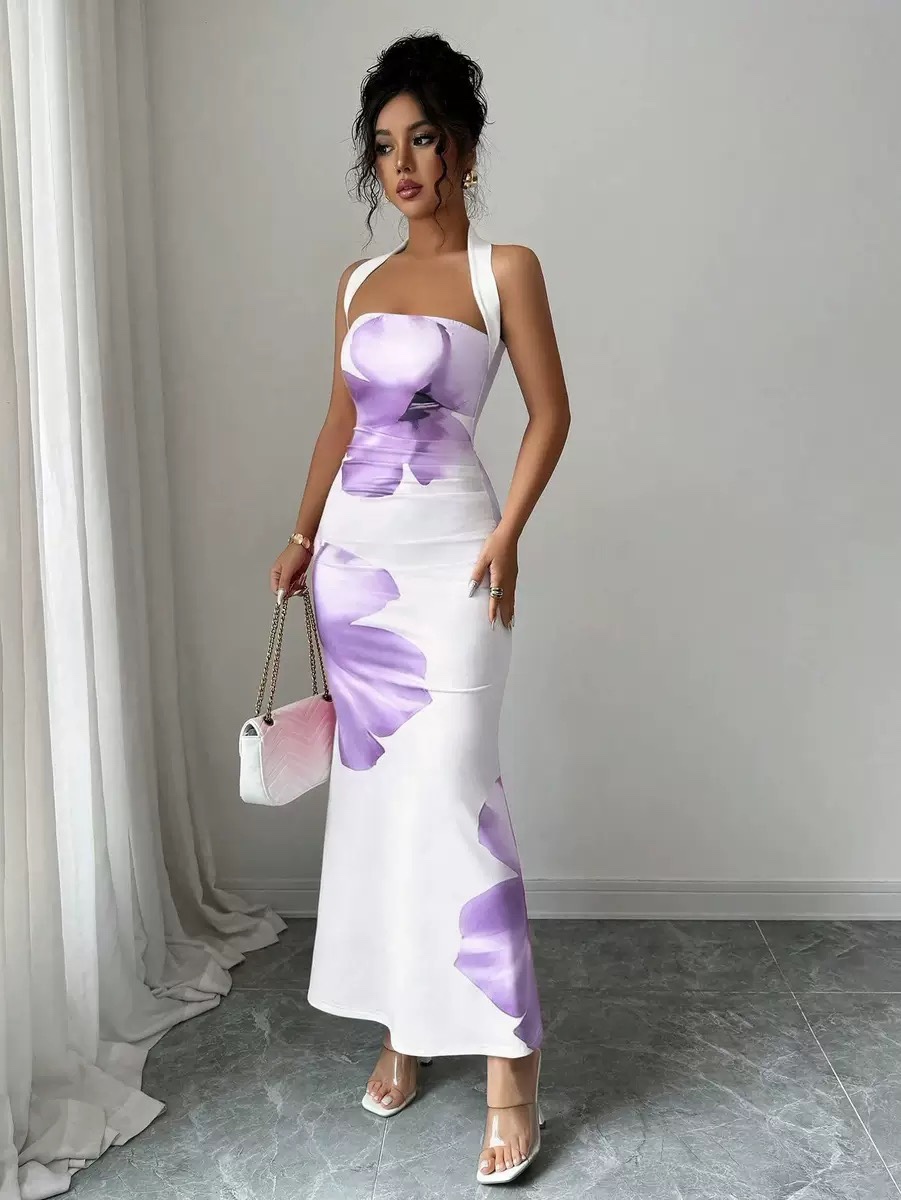 Waisted printed dress
