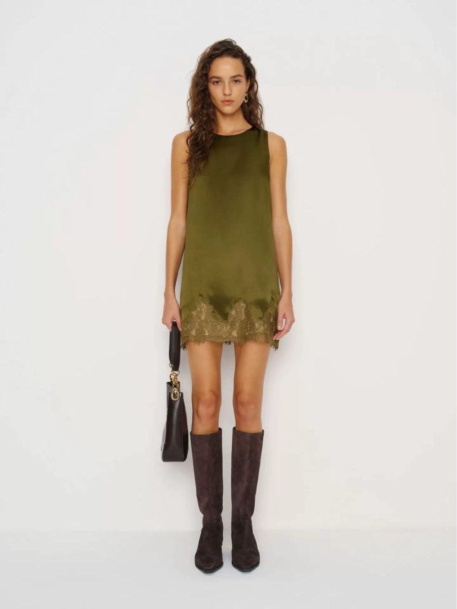 Lace-trimmed skirt dress