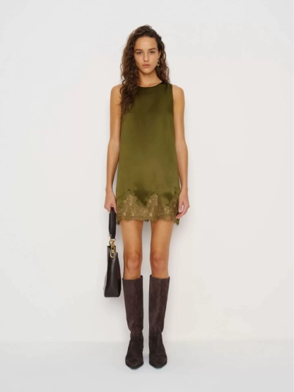 Lace-trimmed skirt dress