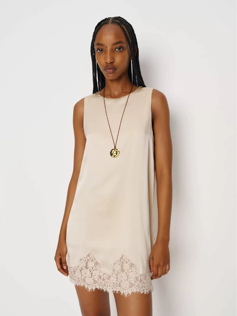 Lace-trimmed skirt dress