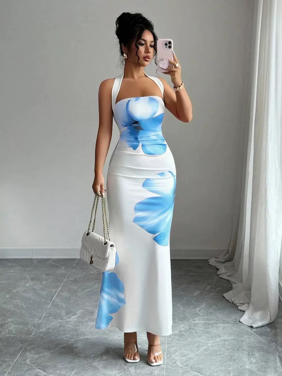 Waisted printed dress