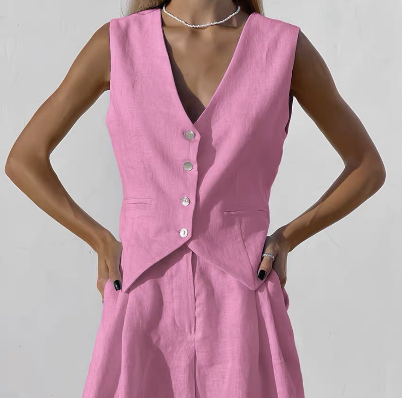 Two-piece set of tank top and shorts