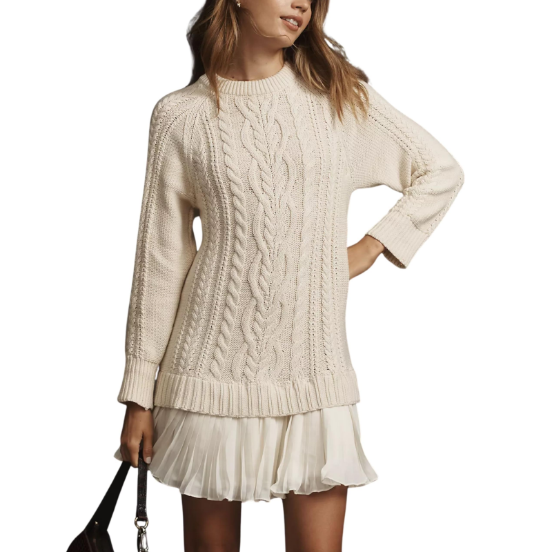💗2025 Hot Sale💗Women's Cable-Knit Mini Sweater Dress