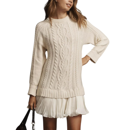 💗2025 Hot Sale💗Women's Cable-Knit Mini Sweater Dress