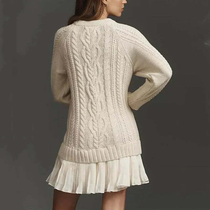 💗2025 Hot Sale💗Women's Cable-Knit Mini Sweater Dress