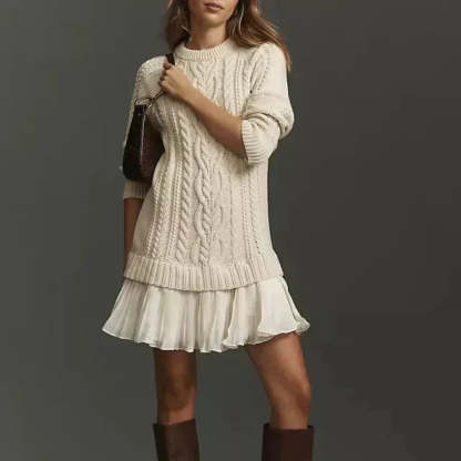 💗2025 Hot Sale💗Women's Cable-Knit Mini Sweater Dress