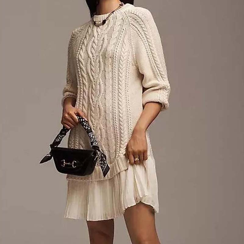 💗2025 Hot Sale💗Women's Cable-Knit Mini Sweater Dress