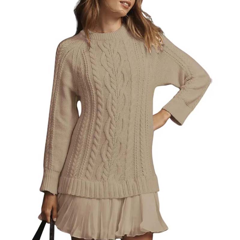 💗2025 Hot Sale💗Women's Cable-Knit Mini Sweater Dress