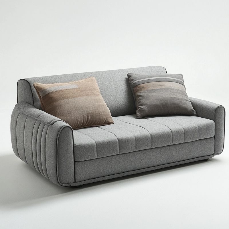 Divano grigio 180x85x80 cm in tessuto con 2 cuscini abbinati, senza montaggio