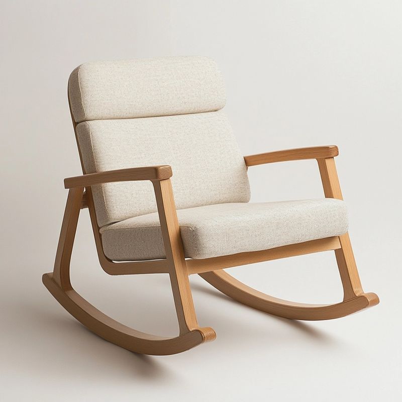 Sedia a dondolo beige 90x75x85 cm in tessuto con base oscillante, senza regolazione