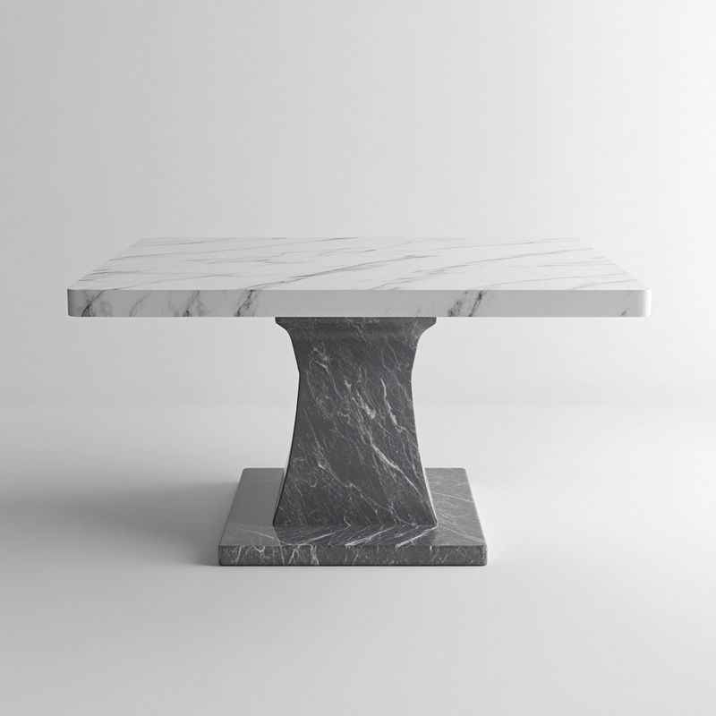 Tavolo Quadrato 120x120 cm in Marmo Artificiale, Autoportante e Senza Montaggio