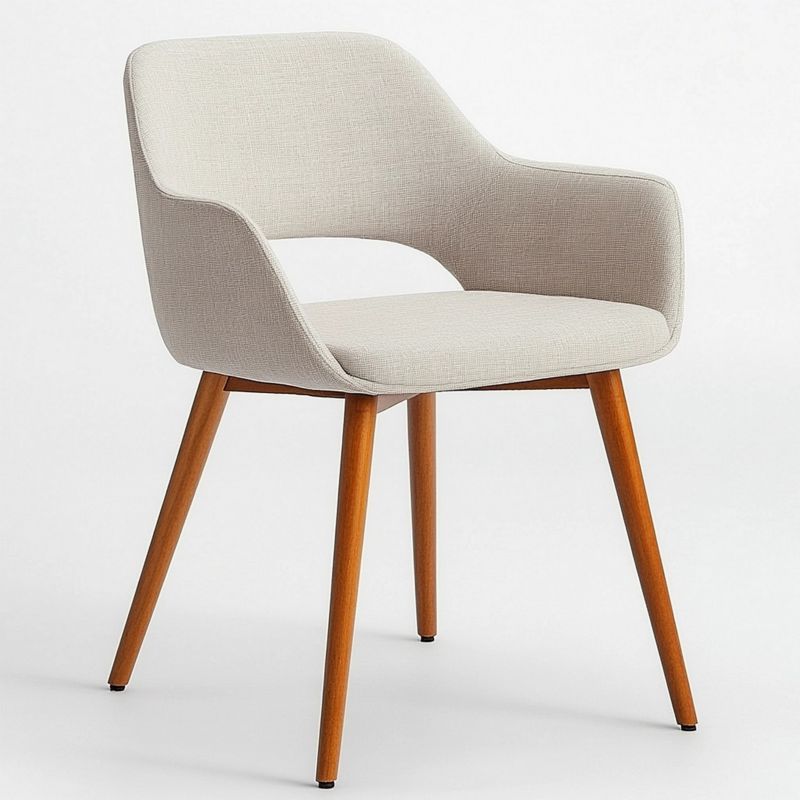 Sedia da pranzo imbottita con braccioli stile moderno, colore beige