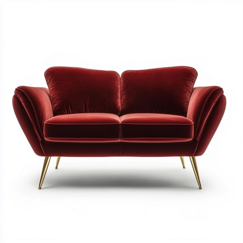 Divano rosso 150x85x90 cm in velluto, senza montaggio