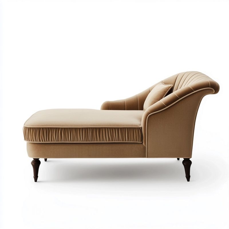 Poltrona chaise longue beige 160x85x80 cm in velluto con cuscino abbinato