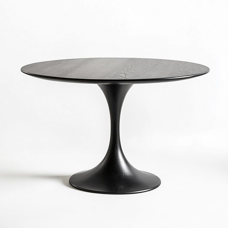 Tavolo Rotondo 120 cm in Legno di Frassino con Base in Acciaio