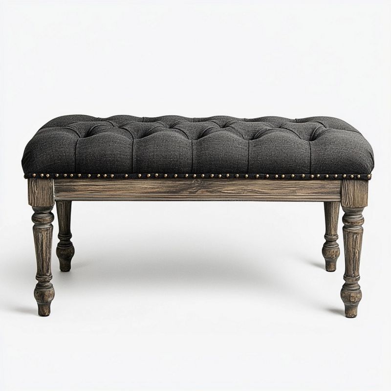 Panca imbottita antracite 100x40x45 cm trapuntata con struttura in legno massello senza montaggio