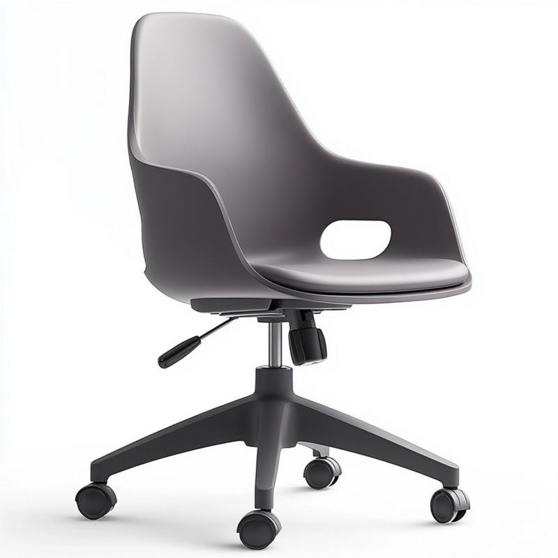 Sedia da ufficio grigia con seduta in polipropilene, altezza regolabile, base in acciaio verniciato – 85x60x56 cm