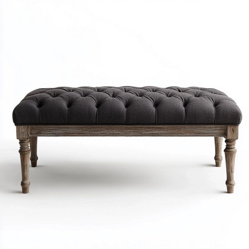 Panca imbottita antracite 120x45x45 cm senza montaggio con struttura in legno massello