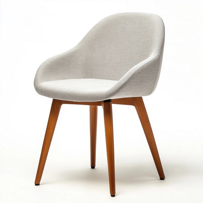 Sedia da pranzo grigio chiaro con braccioli – Design moderno con gambe inclinate