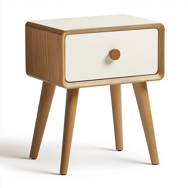 Comodino bianco rovere con cassetto 60x40x50 cm senza montaggio