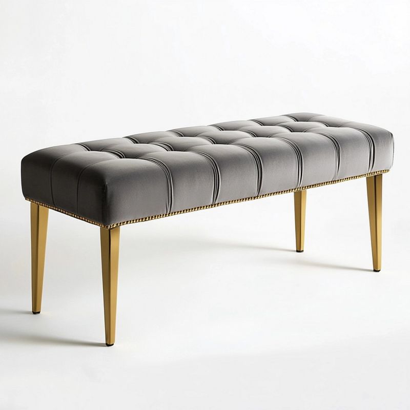 Panca 120x40x45 cm con Gambe Dorate e Seduta Imbottita, Stile Elegante, Montaggio Facile