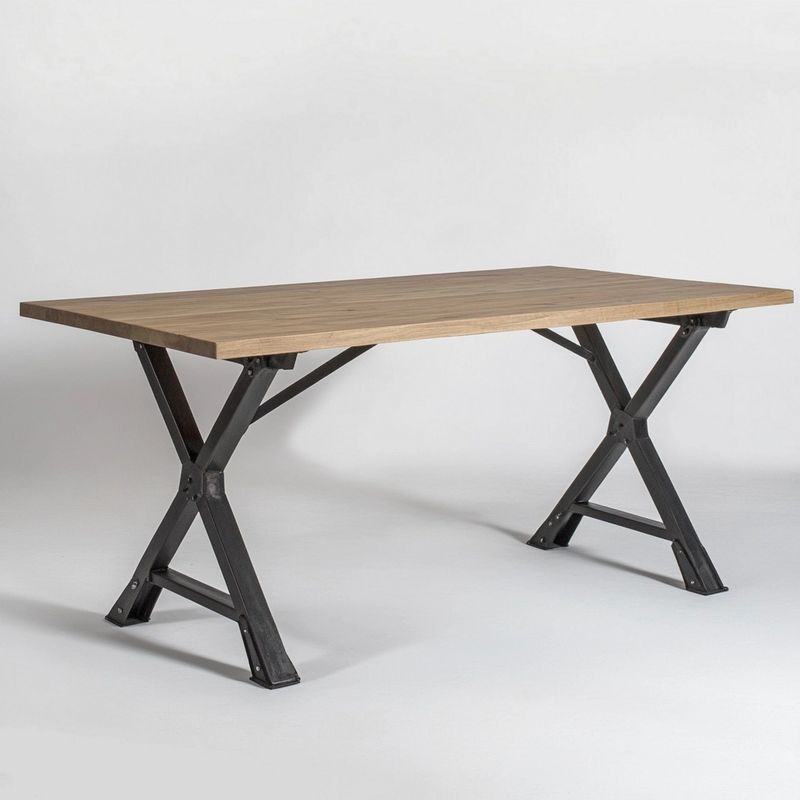 Tavolo da Pranzo 180x90 cm, Struttura Robusta in Acciaio, Altezza Fissa, Design Moderno