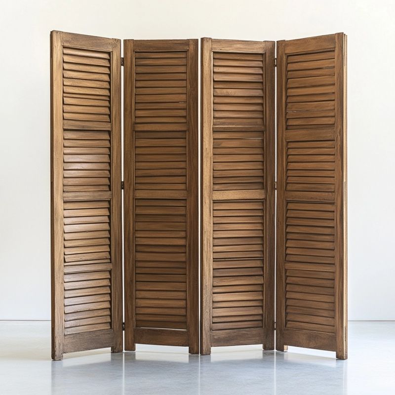Paravento pieghevole in legno massello di pino 4 pannelli da 40 cm, altezza 180 cm, struttura ventilata senza montaggio