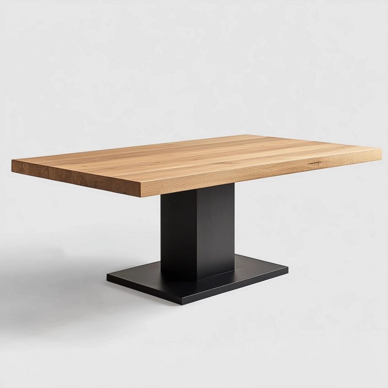 Tavolo da Pranzo 180x90 cm con Base Fissa in Acciaio