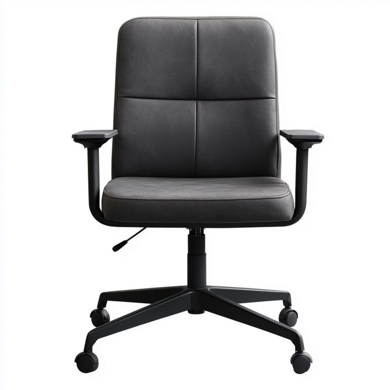 Sedia da ufficio girevole 90x60x60 cm con braccioli fissi e ruote – Nero