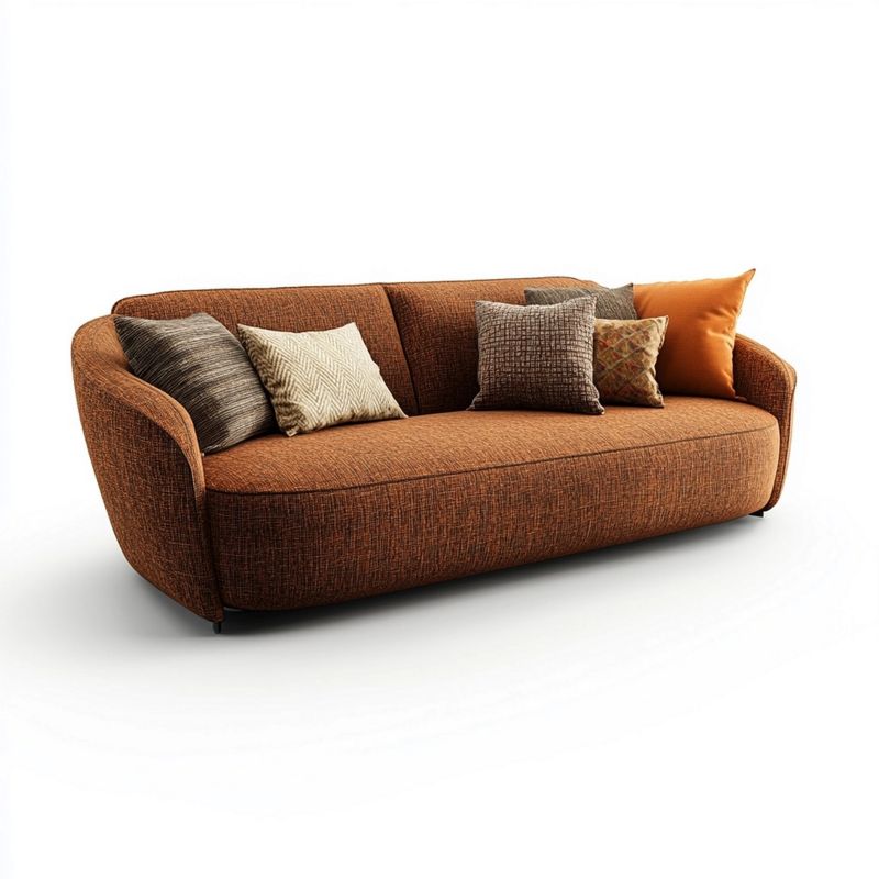 Divano arancione 200x90x80 cm con cuscini rimovibili, senza montaggio