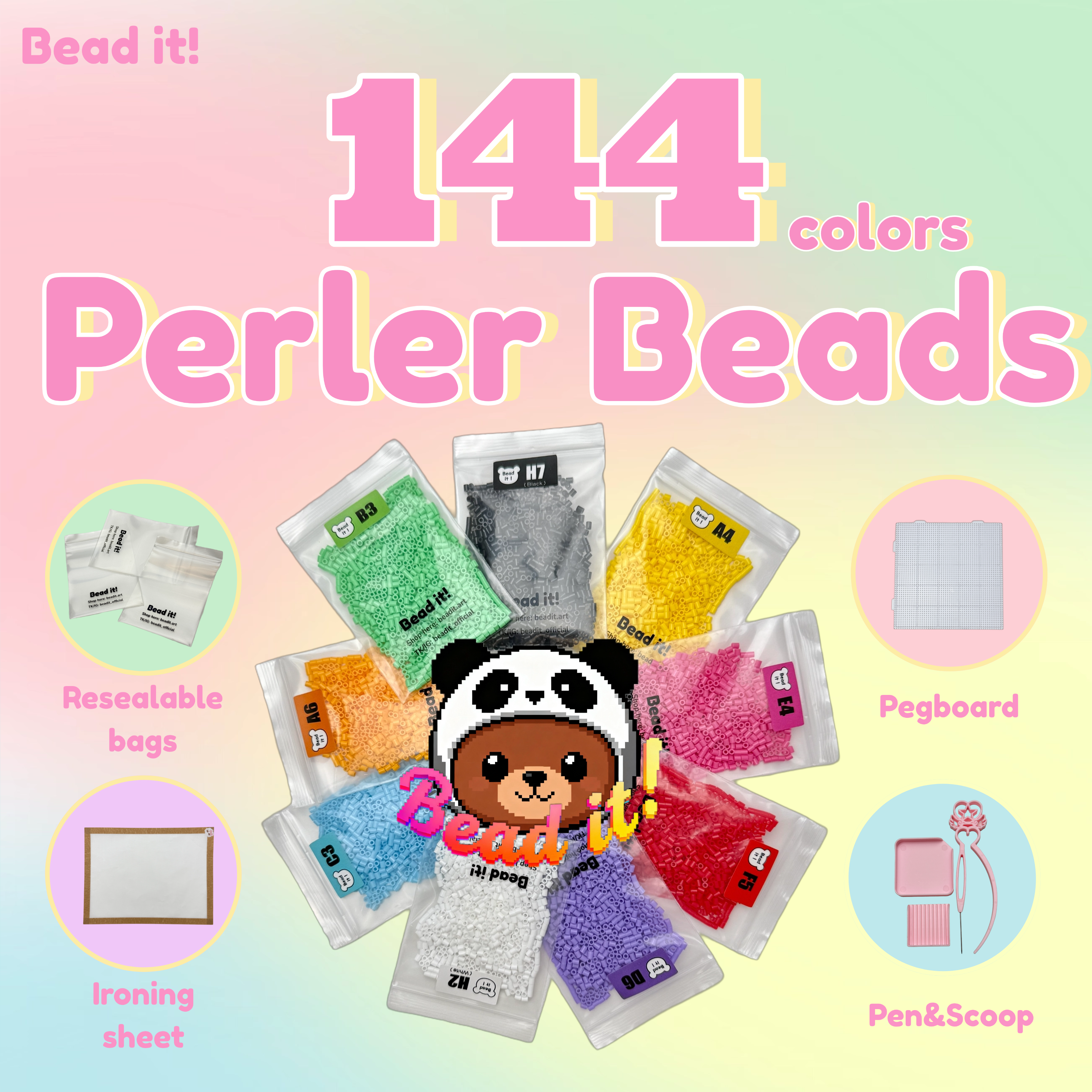 144 colors fuse beads with tools