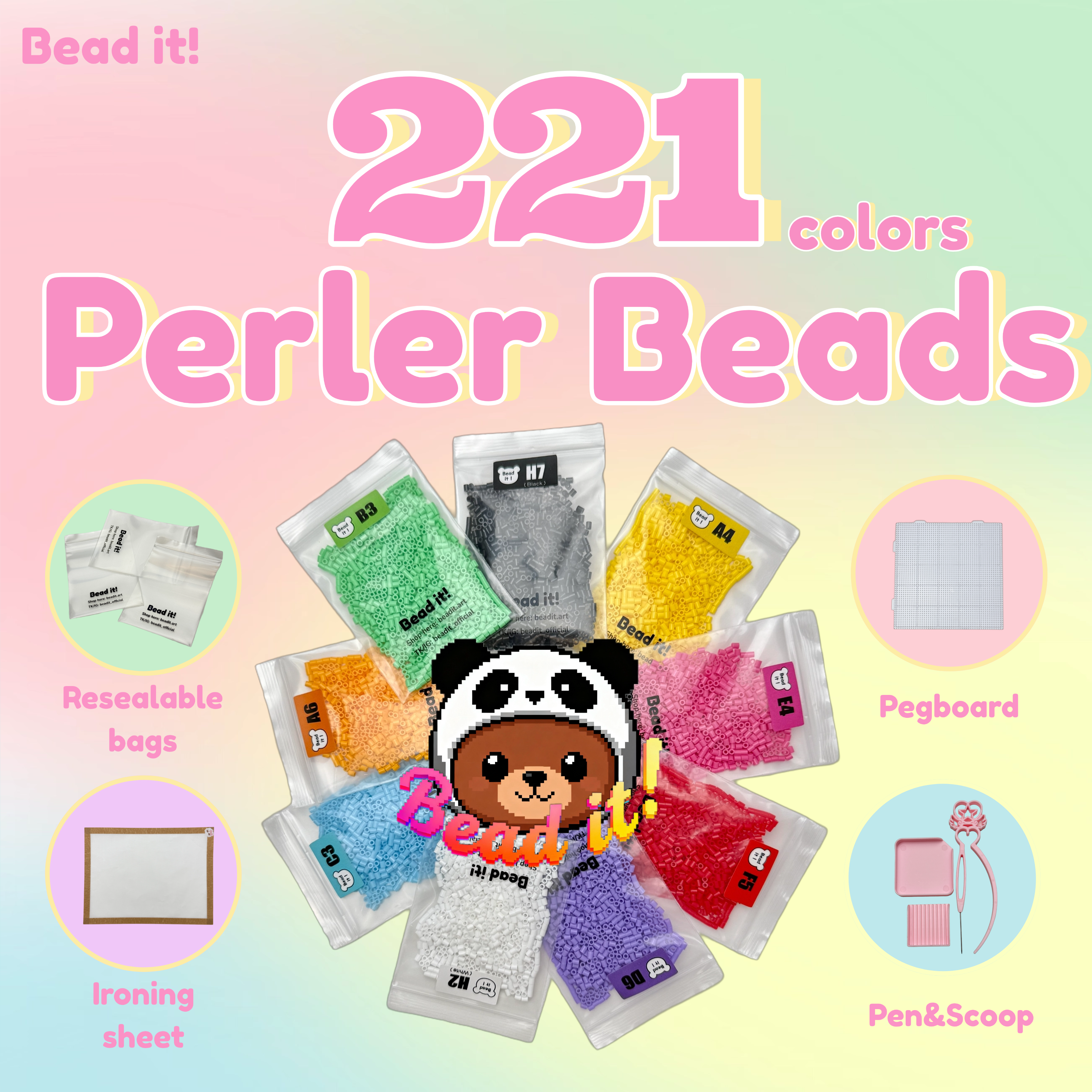 221 colors fusing perler beads with tools