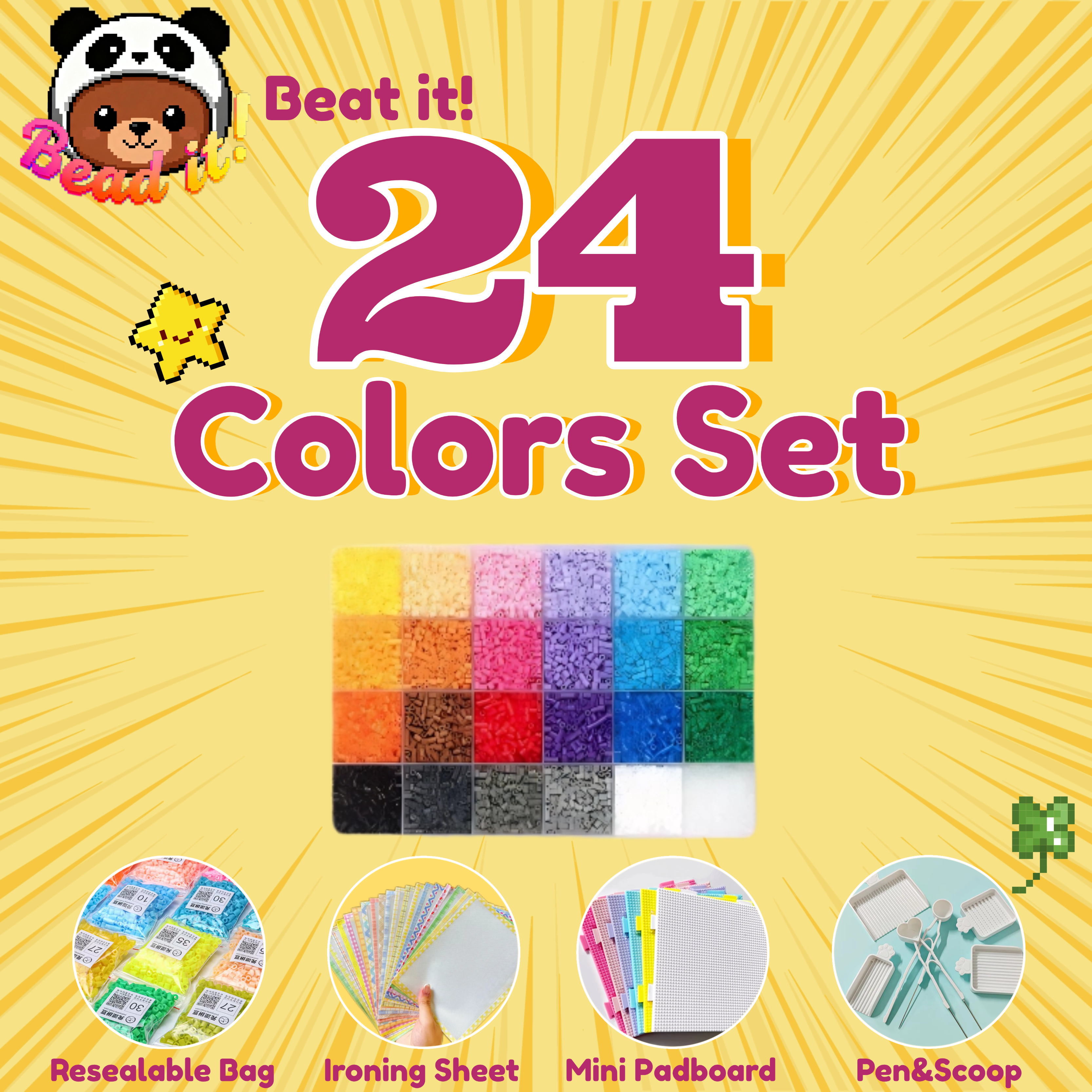 24 colors fuse beads with tools
