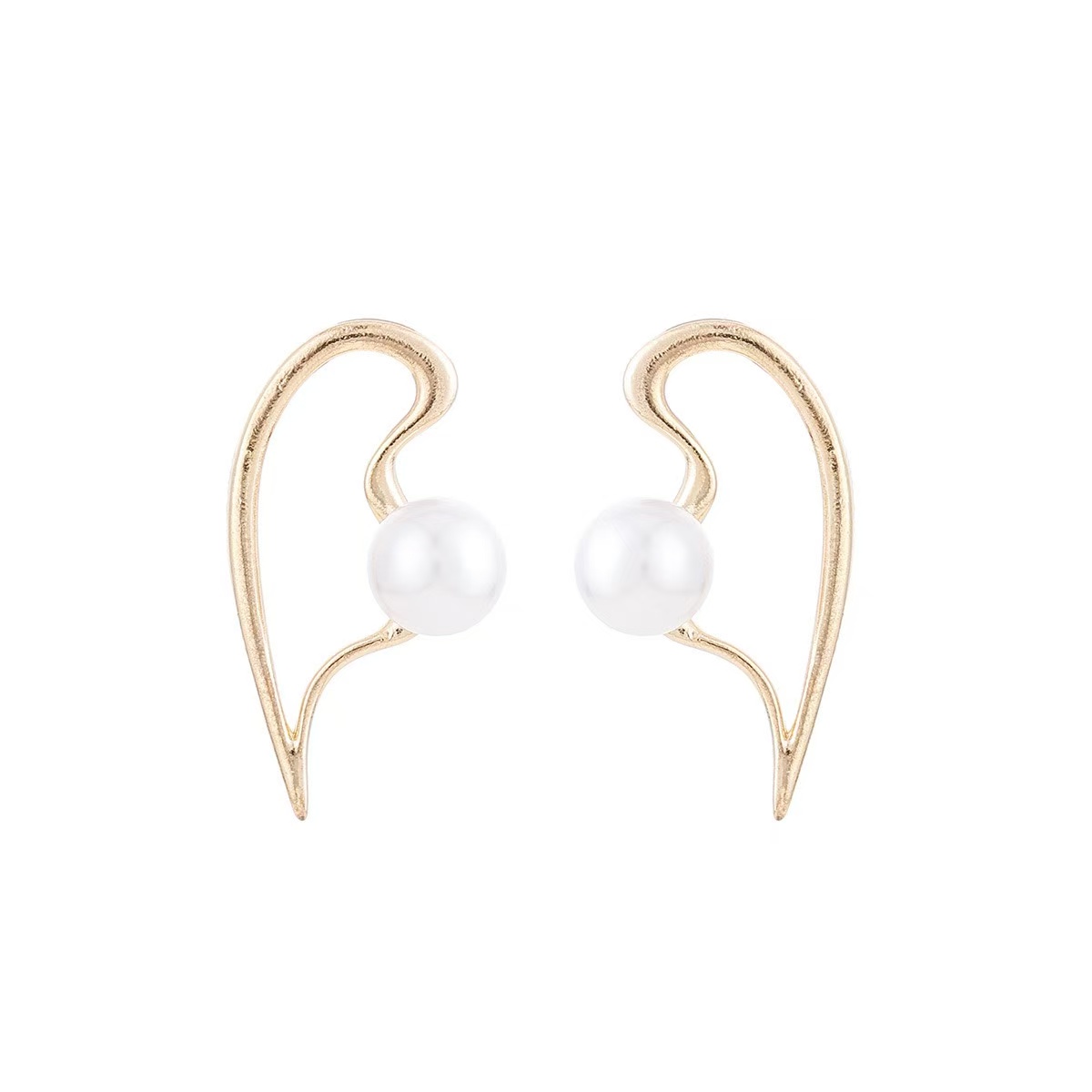 Earrings women alloy earrings suit silver geometric stylish exaggerated earrings inlaid with pearl earrings